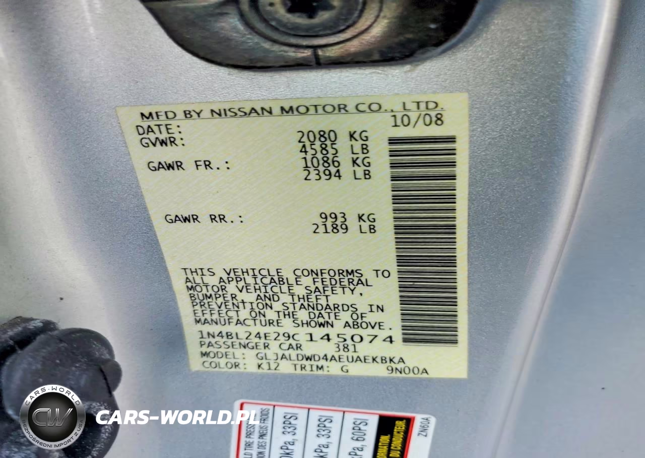 2009 Nissan Altima 3.5 Se VIN:1N4BL24E29C145074 - 12