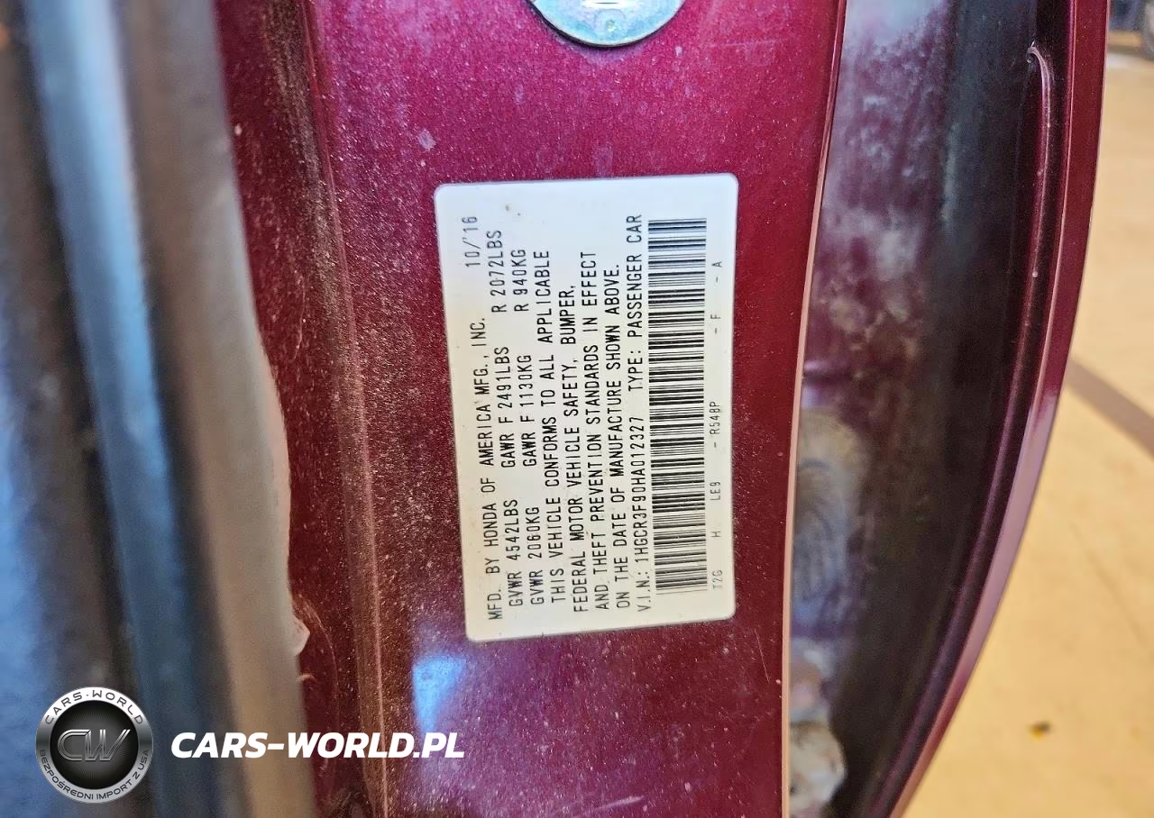 2017 Honda Accord Touring VIN:1HGCR3F90HA012327 - 12