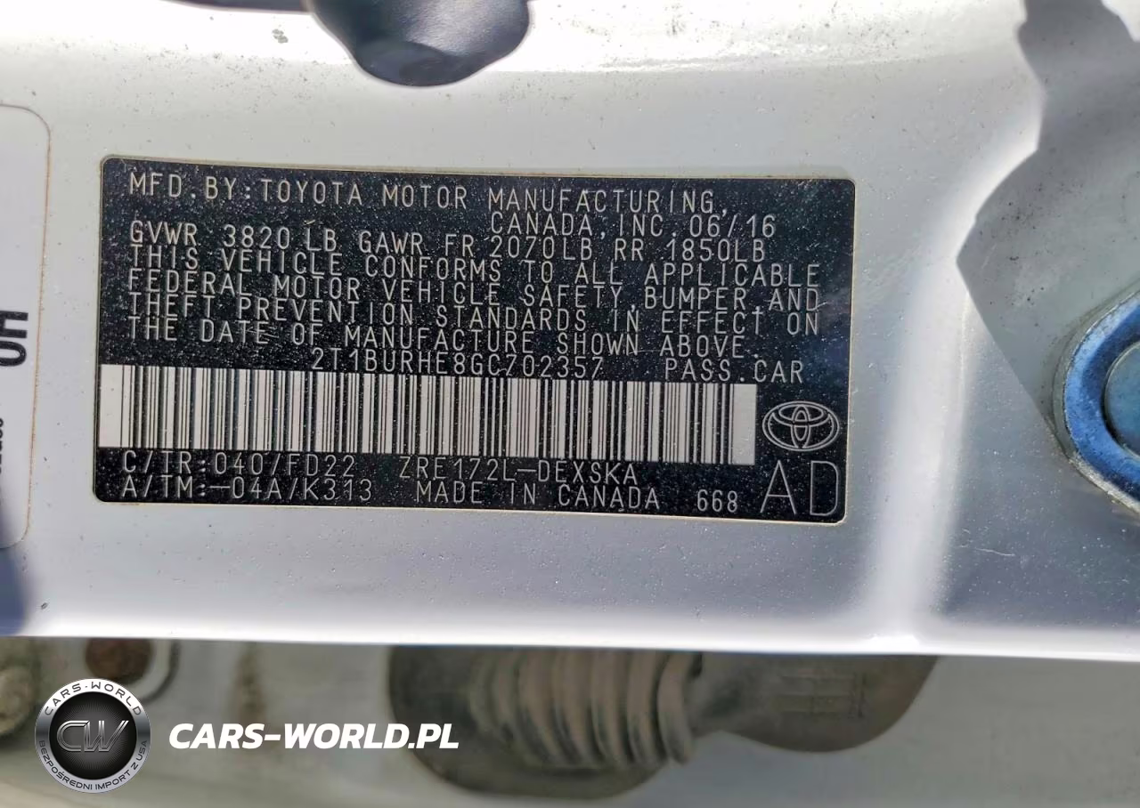 2016 Toyota Corolla S Plus VIN:2T1BURHE8GC702357 - 12