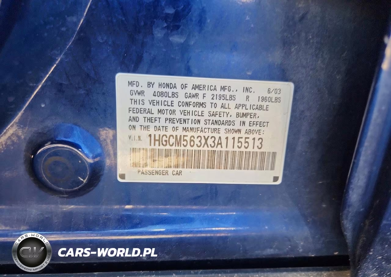 2003 Honda Accord Lx VIN:1HGCM563X3A115513 - 12