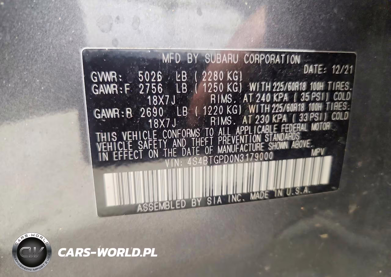 2022 Subaru Outback Touring VIN:4S4BTGPD0N3179000 - 14