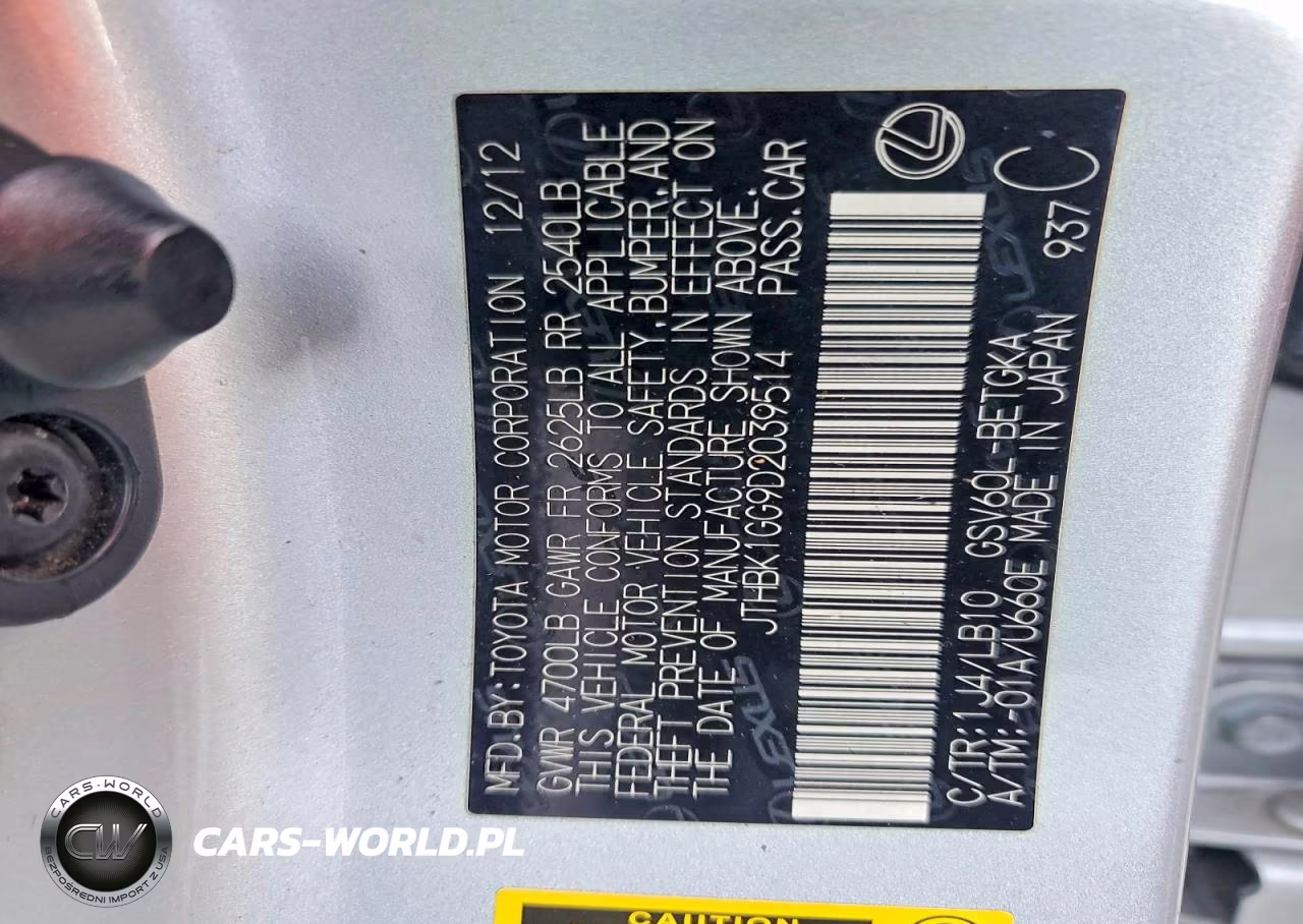 2013 Lexus Es 350 VIN:JTHBK1GG9D2039514 - 12