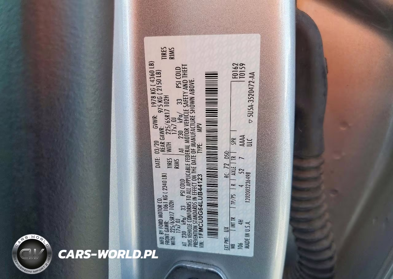 2020 Ford Escape Se VIN:1FMCU0G64LUB44123 - 14