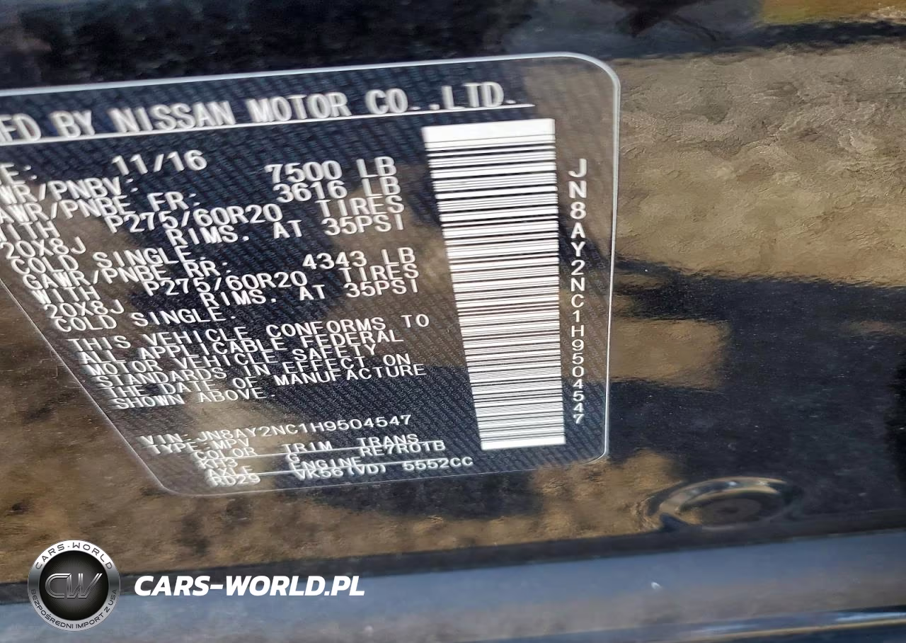 2017 Nissan Armada Platinum VIN:JN8AY2NC1H9504547 - 12
