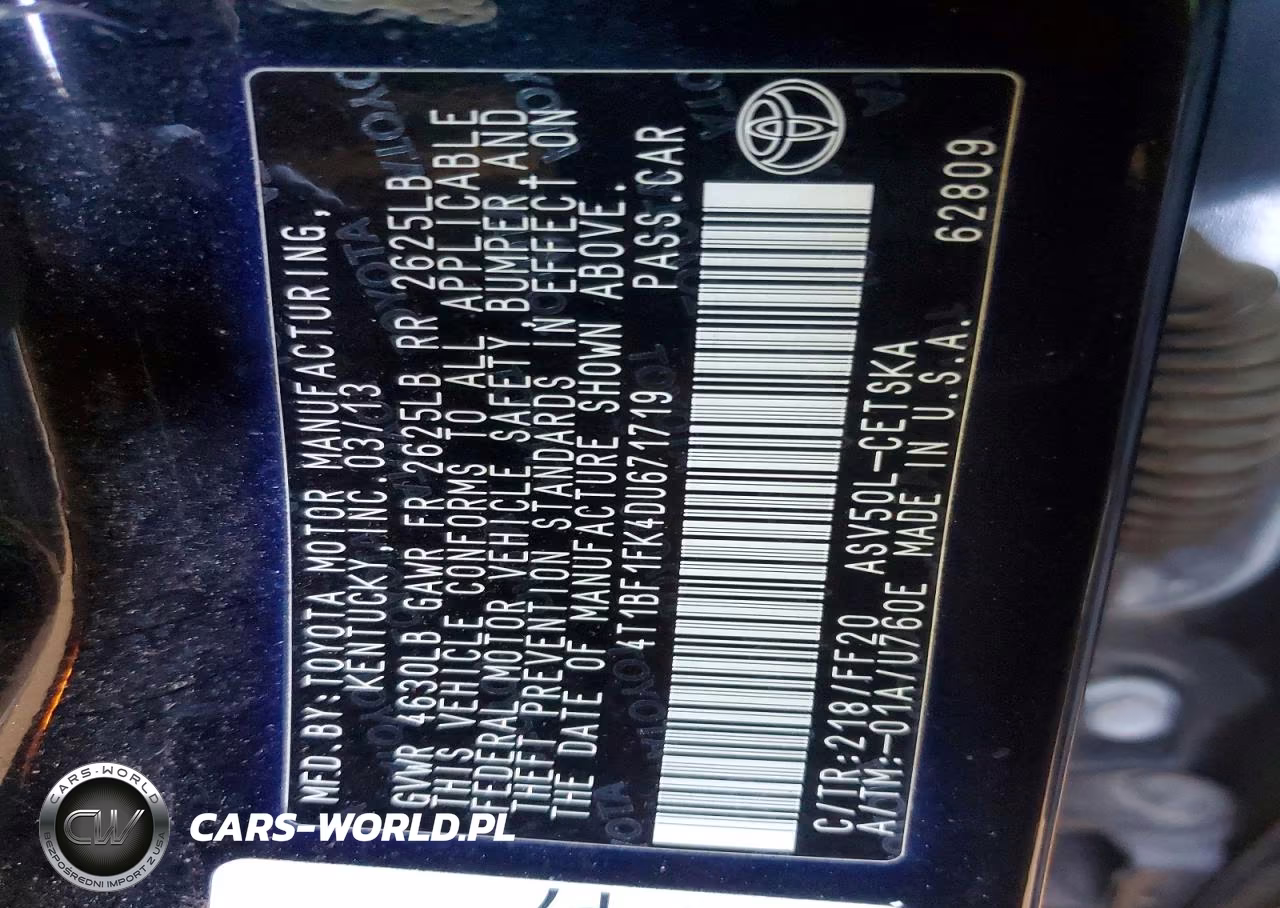 2013 Toyota Camry Se VIN:4T1BF1FK4DU671719 - 12