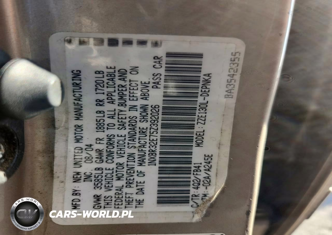 2005 Toyota Corolla Le VIN:1NXBR32E75Z392026 - 12
