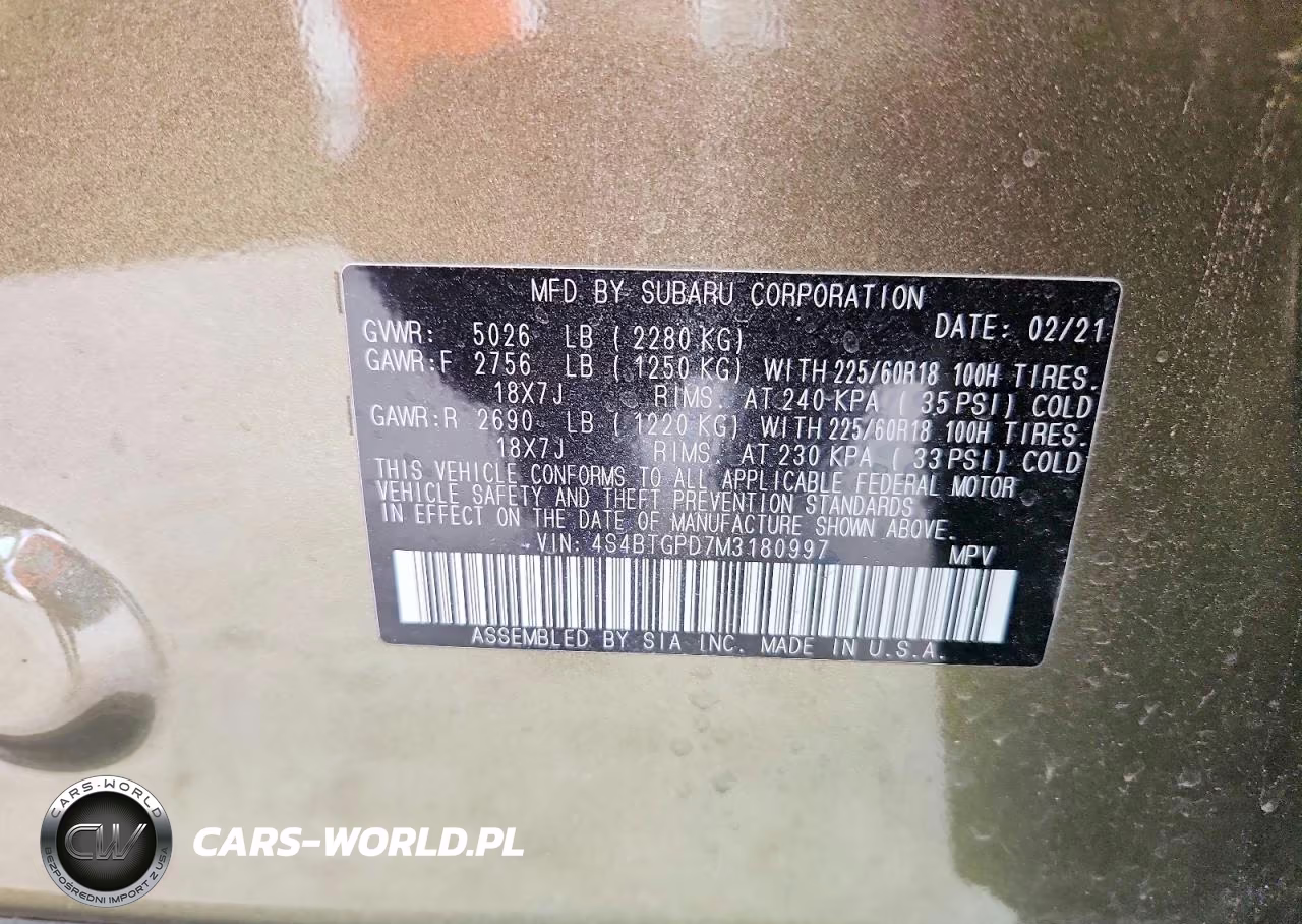 2021 Subaru Outback Touring VIN:4S4BTGPD7M3180997 - 12