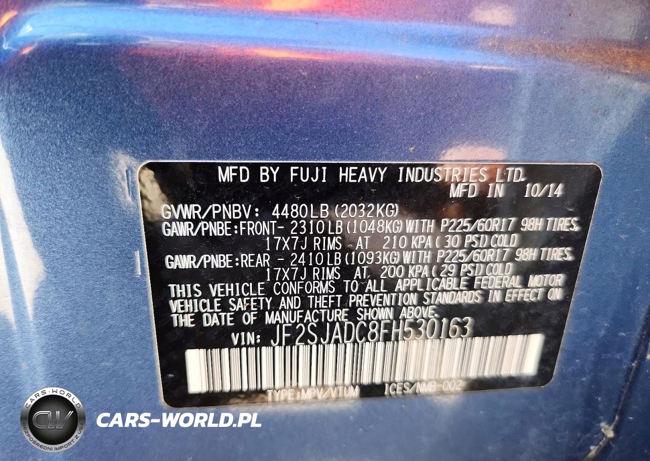 2015 Subaru Forester 2.5I Premium VIN:JF2SJADC8FH530163 - 13