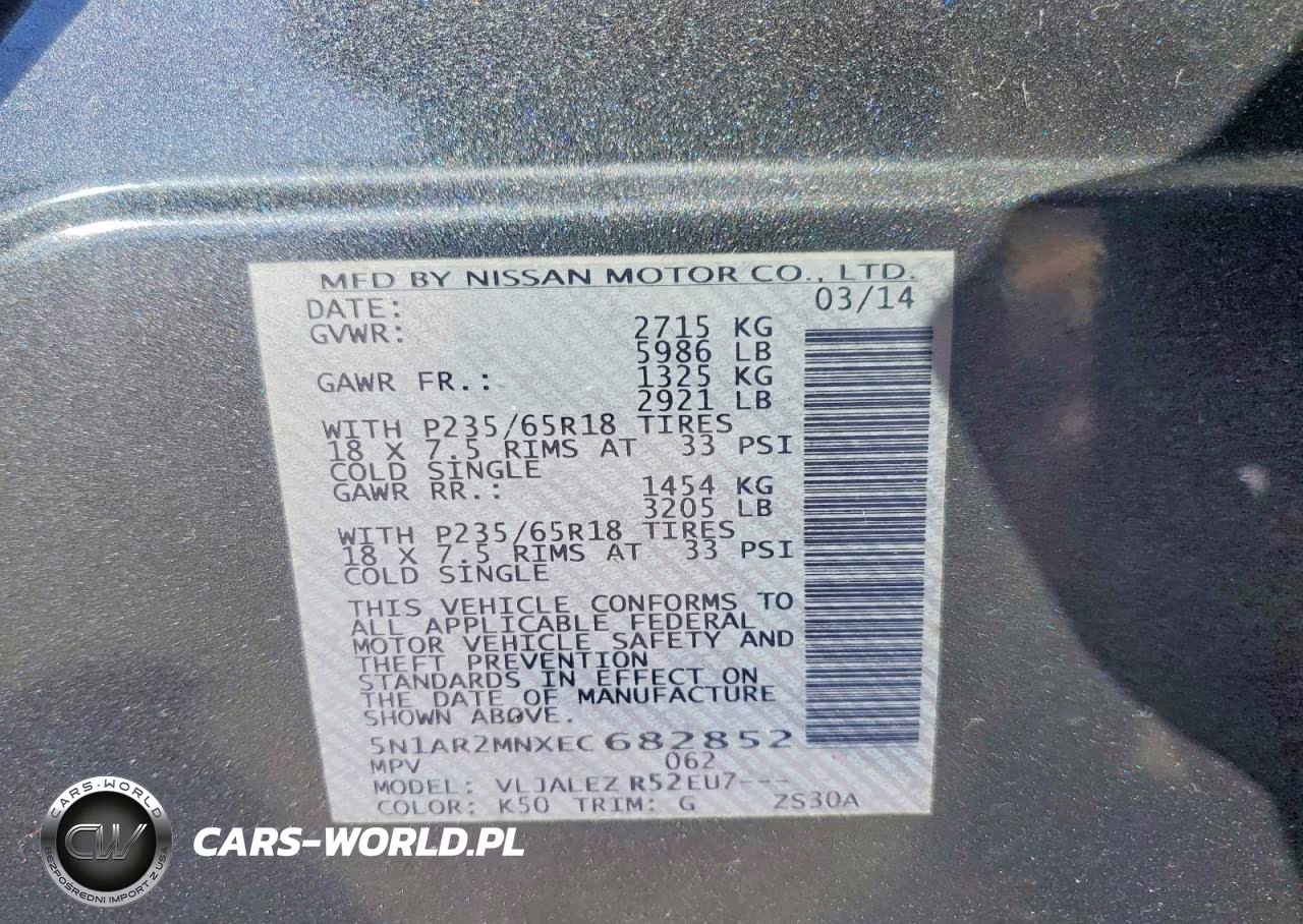 2014 Nissan Pathfinder Sv VIN:5N1AR2MNXEC682852 - 13