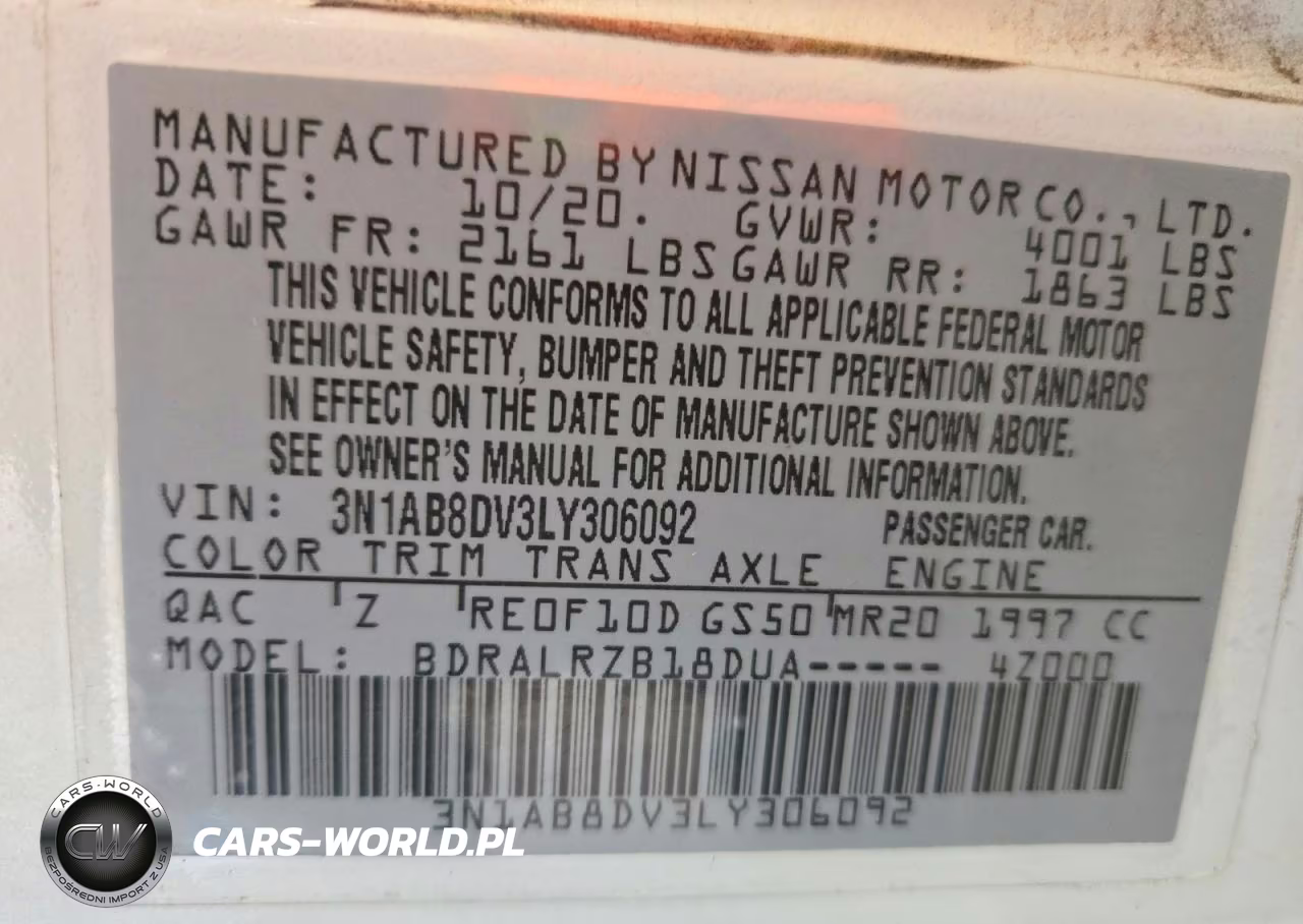 2020 Nissan Sentra Sr VIN:3N1AB8DV3LY306092 - 13