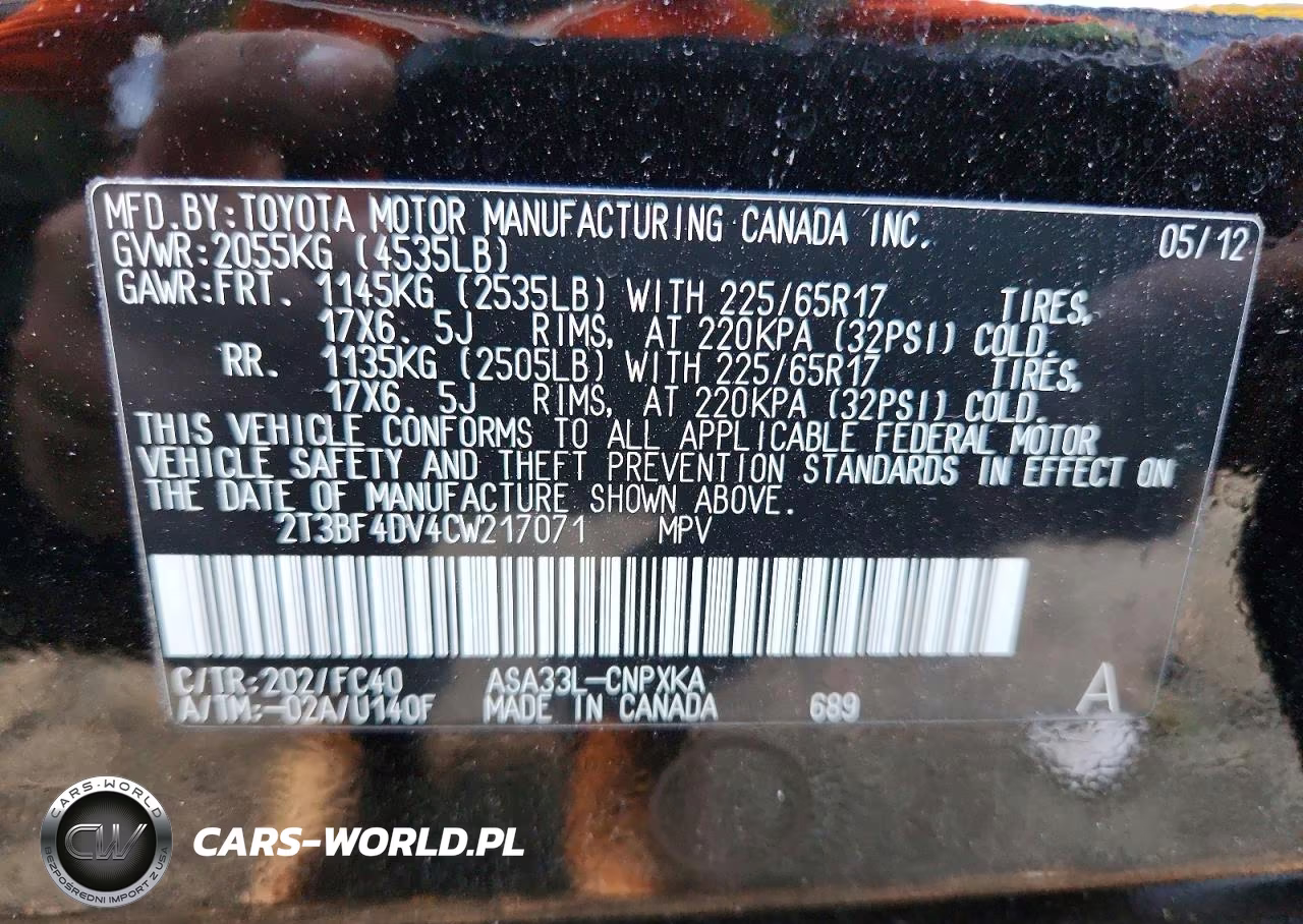 2012 Toyota Rav4 Base VIN:2T3BF4DV4CW217071 - 13