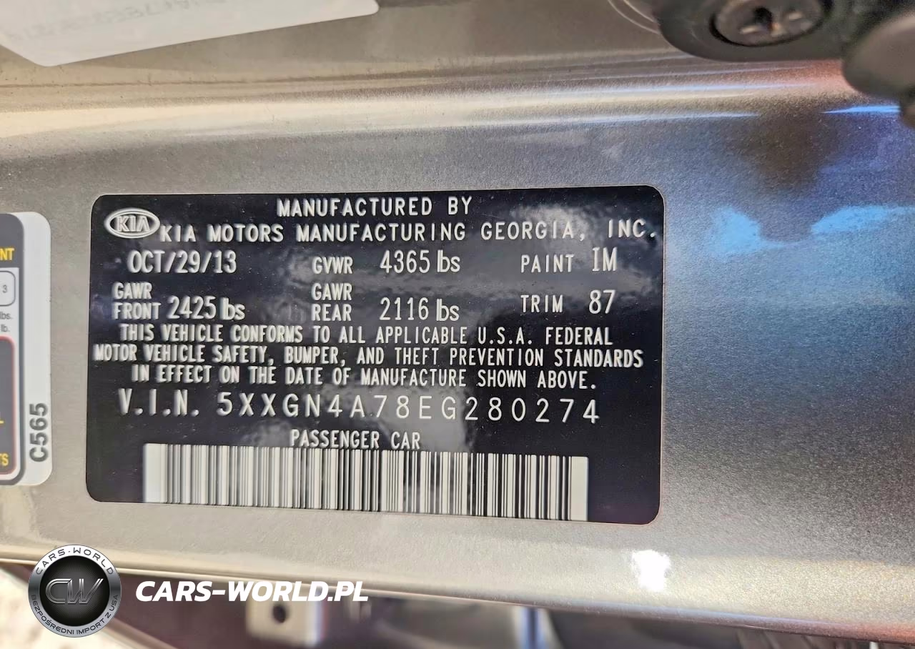 2014 Kia Optima Ex VIN:5XXGN4A78EG280274 - 12