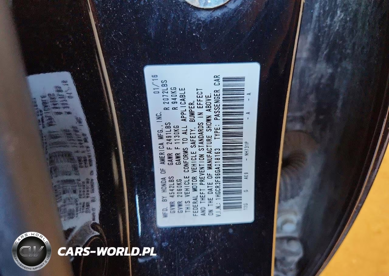 2016 Honda Accord Touring VIN:1HGCR3F96GA018163 - 13