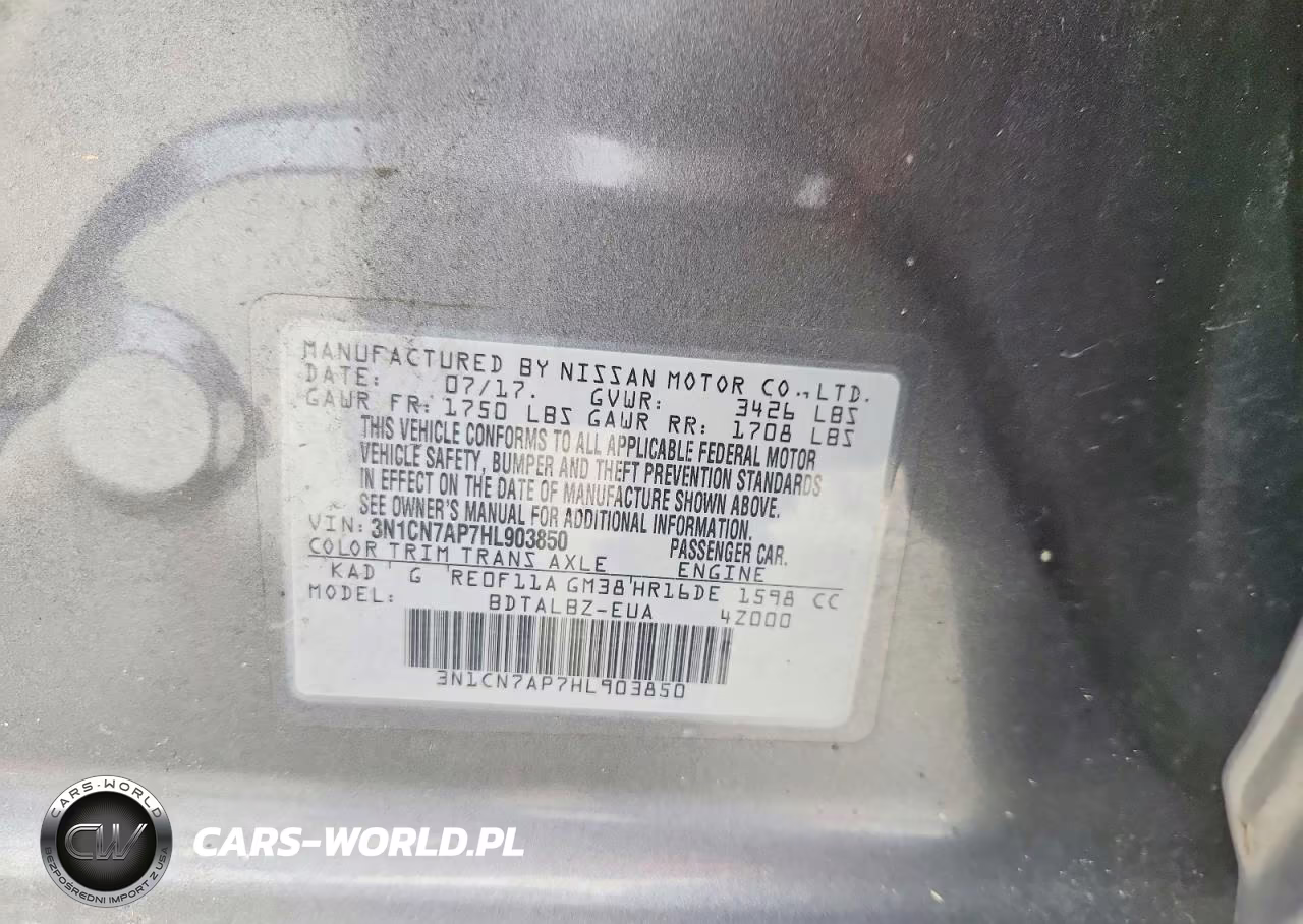 2017 Nissan Versa 1.6 Sv VIN:3N1CN7AP7HL903850 - 12