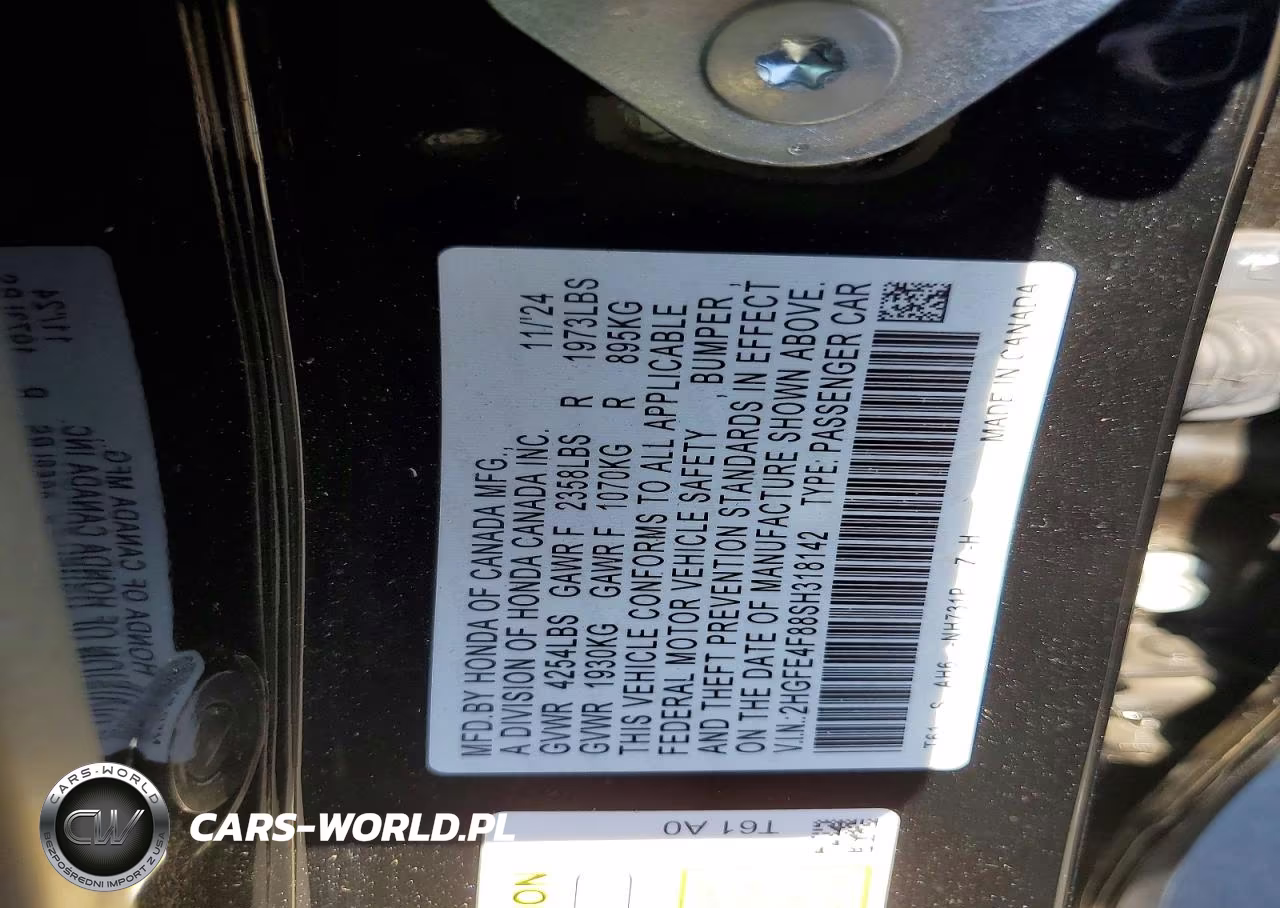 2025 Honda Civic Sport VIN:2HGFE4F88SH318142 - 12
