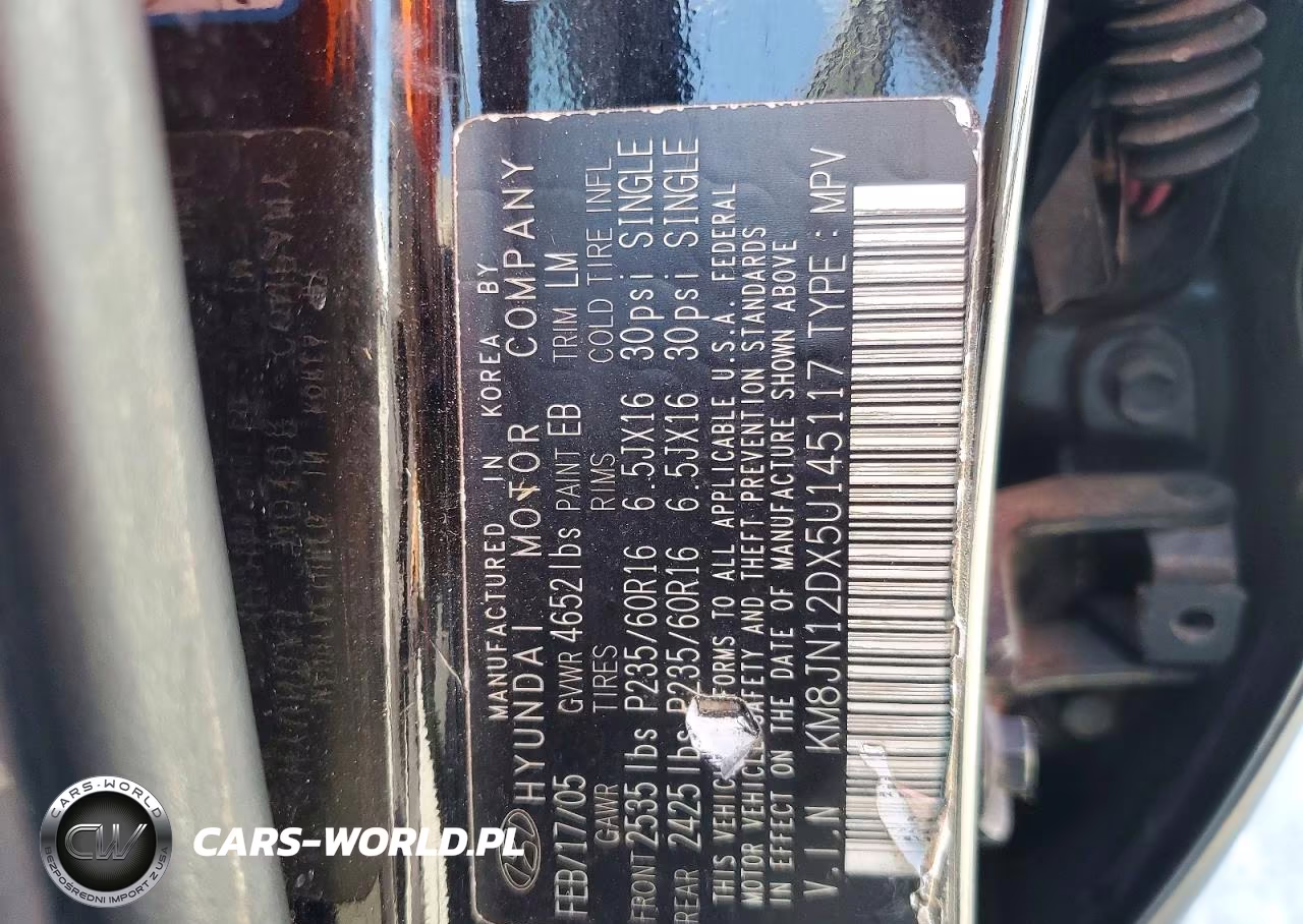 2005 Hyundai Tucson Gls VIN:KM8JN12DX5U145117 - 13