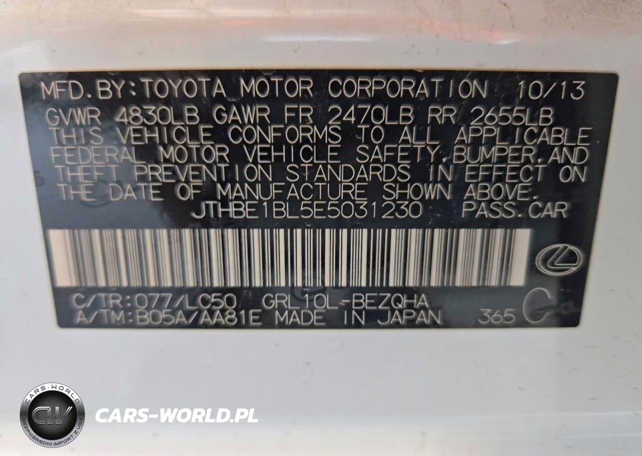 2014 Lexus Gs 350 VIN:JTHBE1BL5E5031230 - 12
