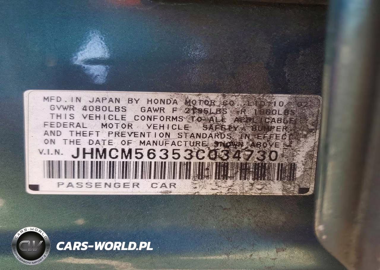 2003 Honda Accord Lx VIN:JHMCM56353C034730 - 12