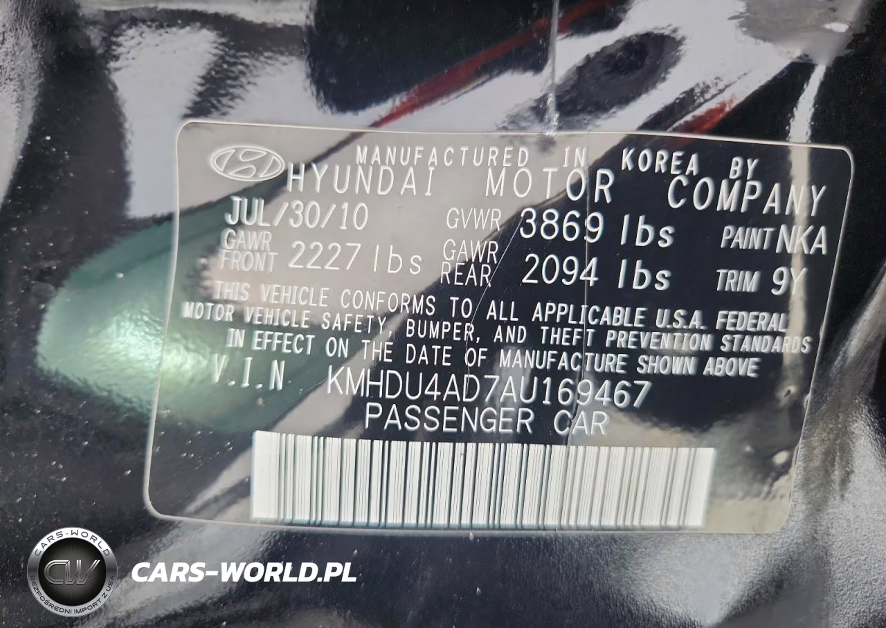 2010 Hyundai Elantra Gls VIN:KMHDU4AD7AU169467 - 12