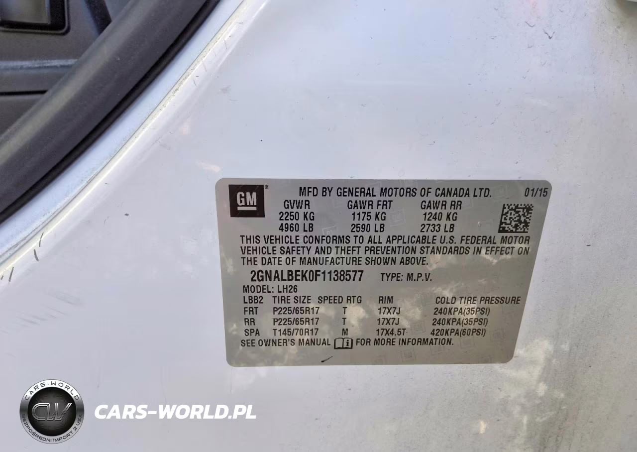 2015 Chevrolet Equinox Lt VIN:2GNALBEK0F1138577 - 13