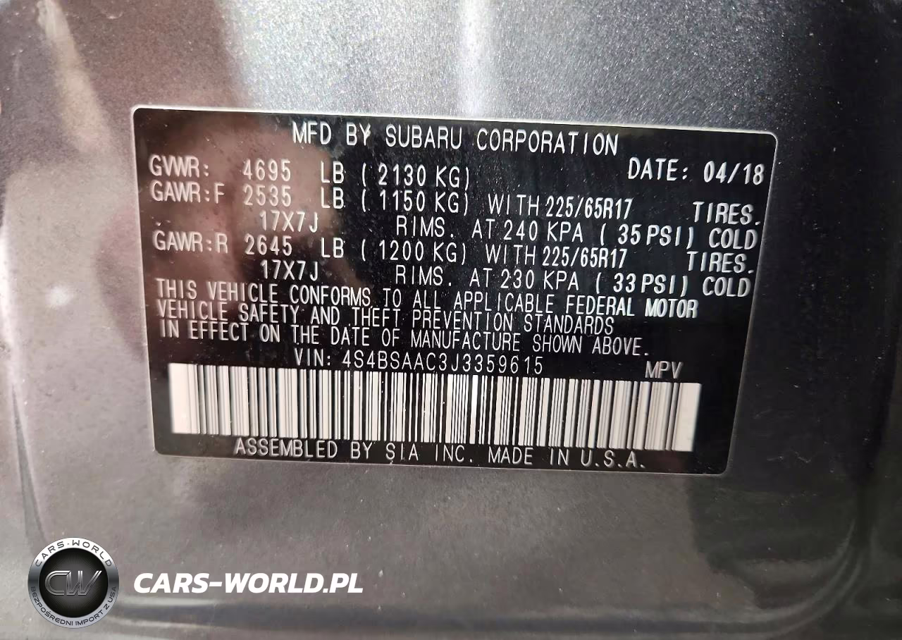 2018 Subaru Outback 2.5I VIN:4S4BSAAC3J3359615 - 12