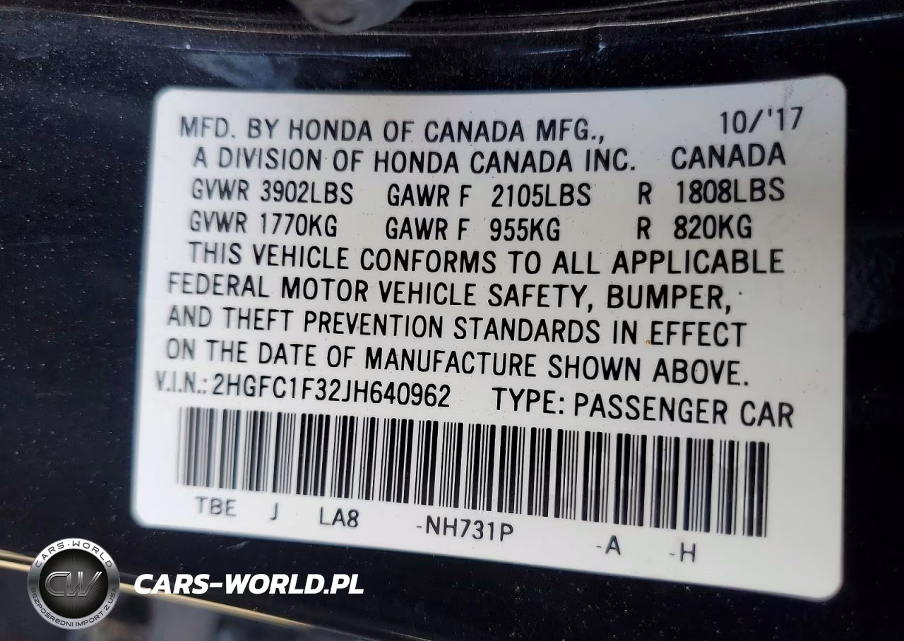 2018 Honda Civic Ex VIN:2HGFC1F32JH640962 - 12
