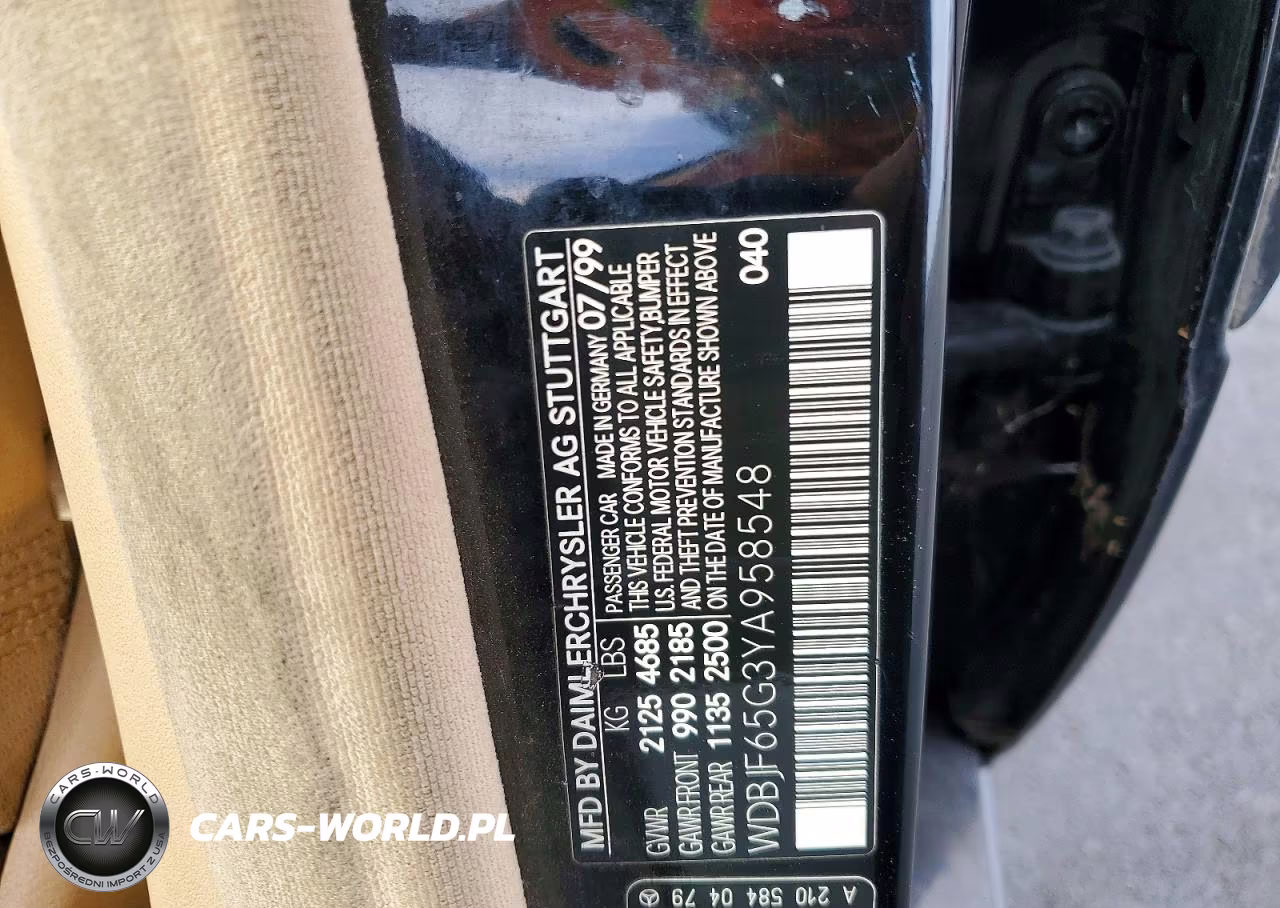 2000 Mercedes-Benz E 320 VIN:WDBJF65G3YA958548 - 12