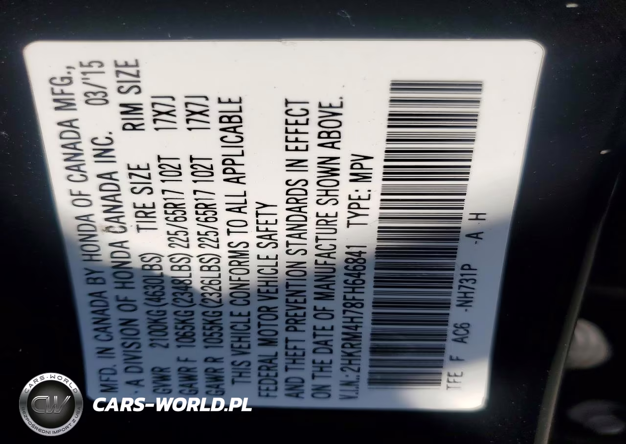 2015 Honda Cr-V Exl VIN:2HKRM4H78FH646841 - 14