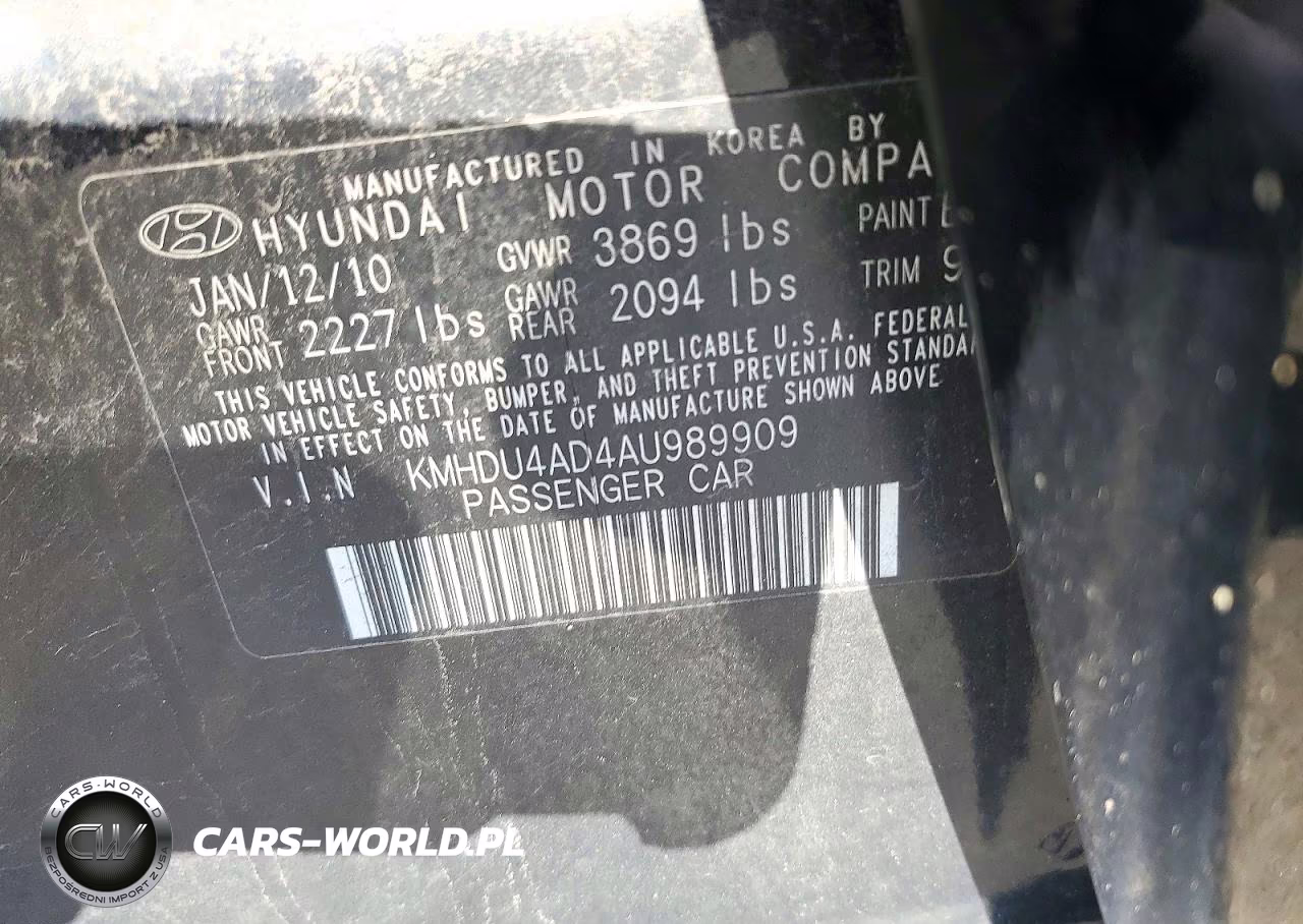2010 Hyundai Elantra Gls VIN:KMHDU4AD4AU989909 - 12