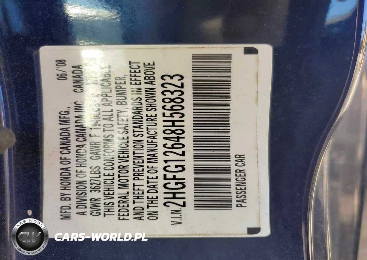 2008 Honda Civic Lx VIN:2HGFG12648H568323 - 12