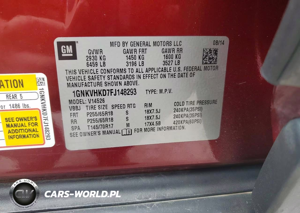 2015 Chevrolet Traverse Lt VIN:1GNKVHKD7FJ148293 - 13