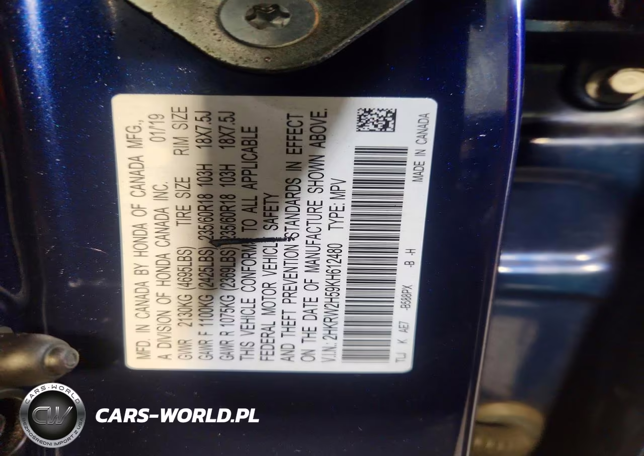 2019 Honda Cr-V Ex VIN:2HKRW2H59KH612480 - 14