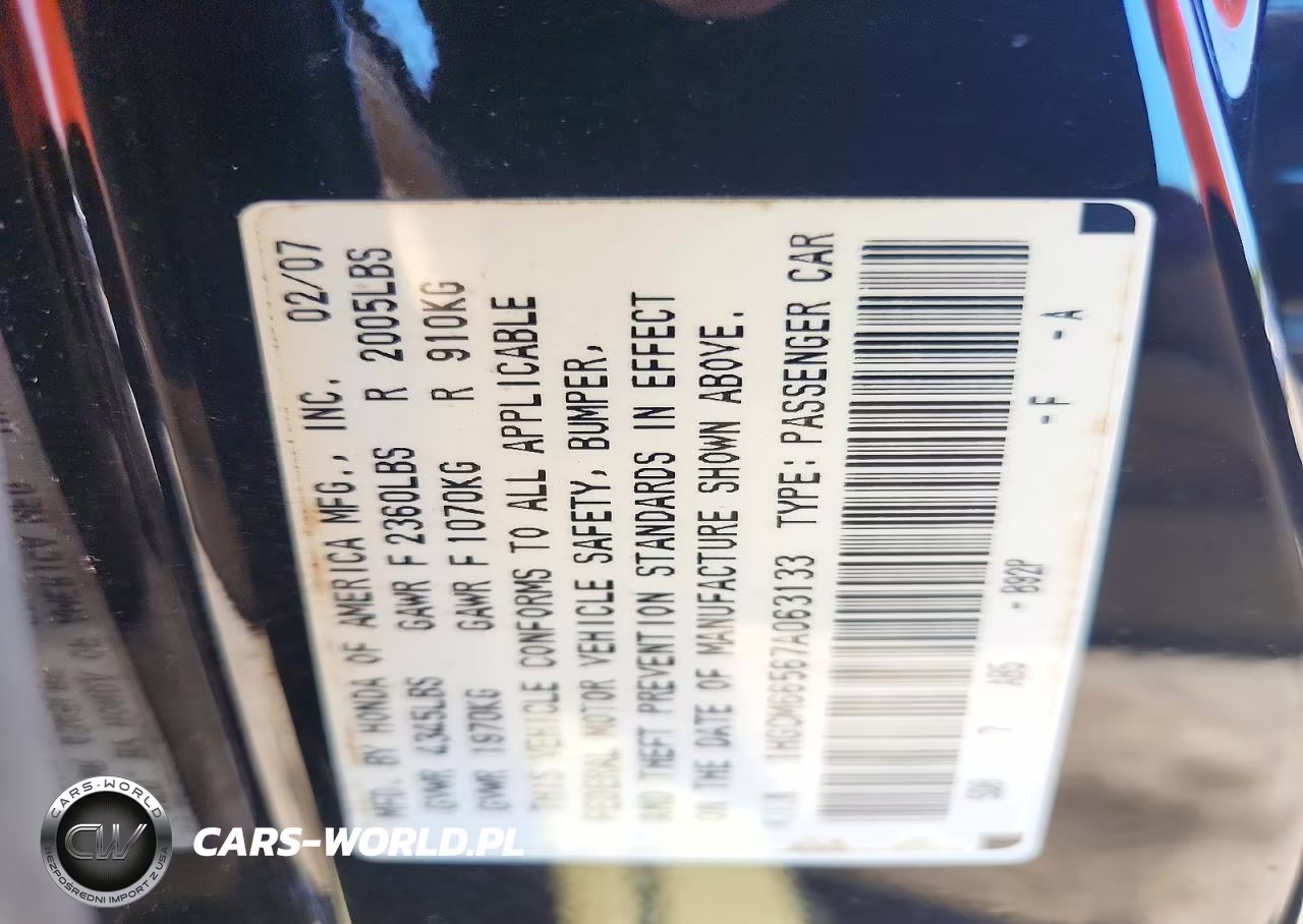 2007 Honda Accord Ex VIN:1HGCM66567A063133 - 12