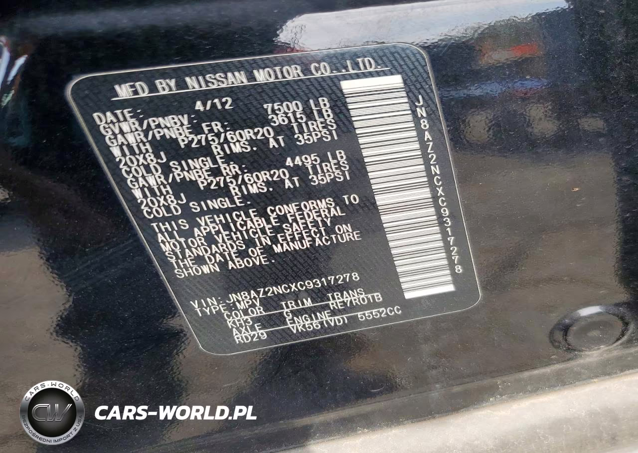 2012 INFINITI QX56 VIN:JN8AZ2NCXC9317278 - 14