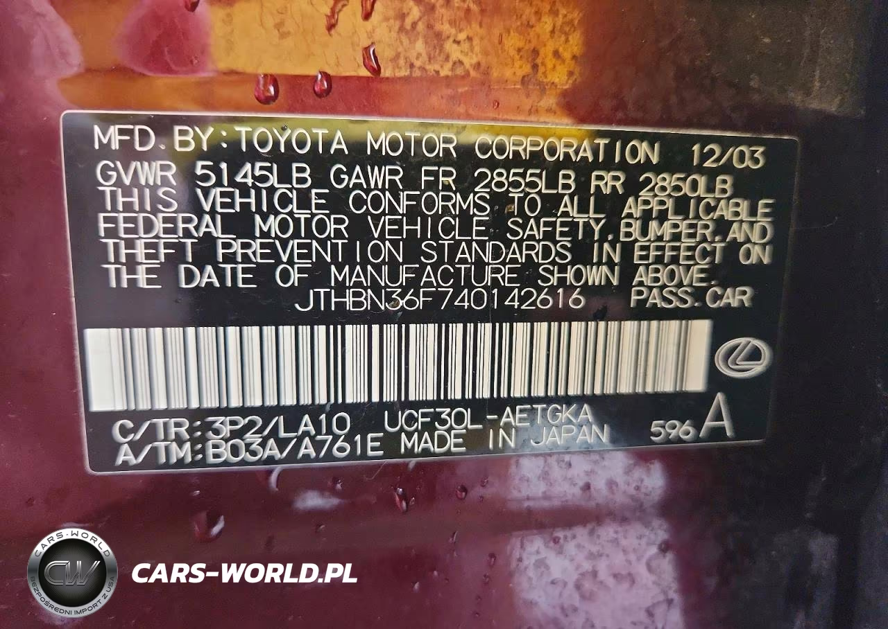 2004 Lexus Ls 430 VIN:JTHBN36F740142616 - 12