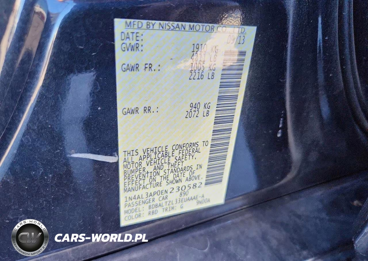 2014 Nissan Altima 2.5 Sv VIN:1N4AL3AP0EN230582 - 12