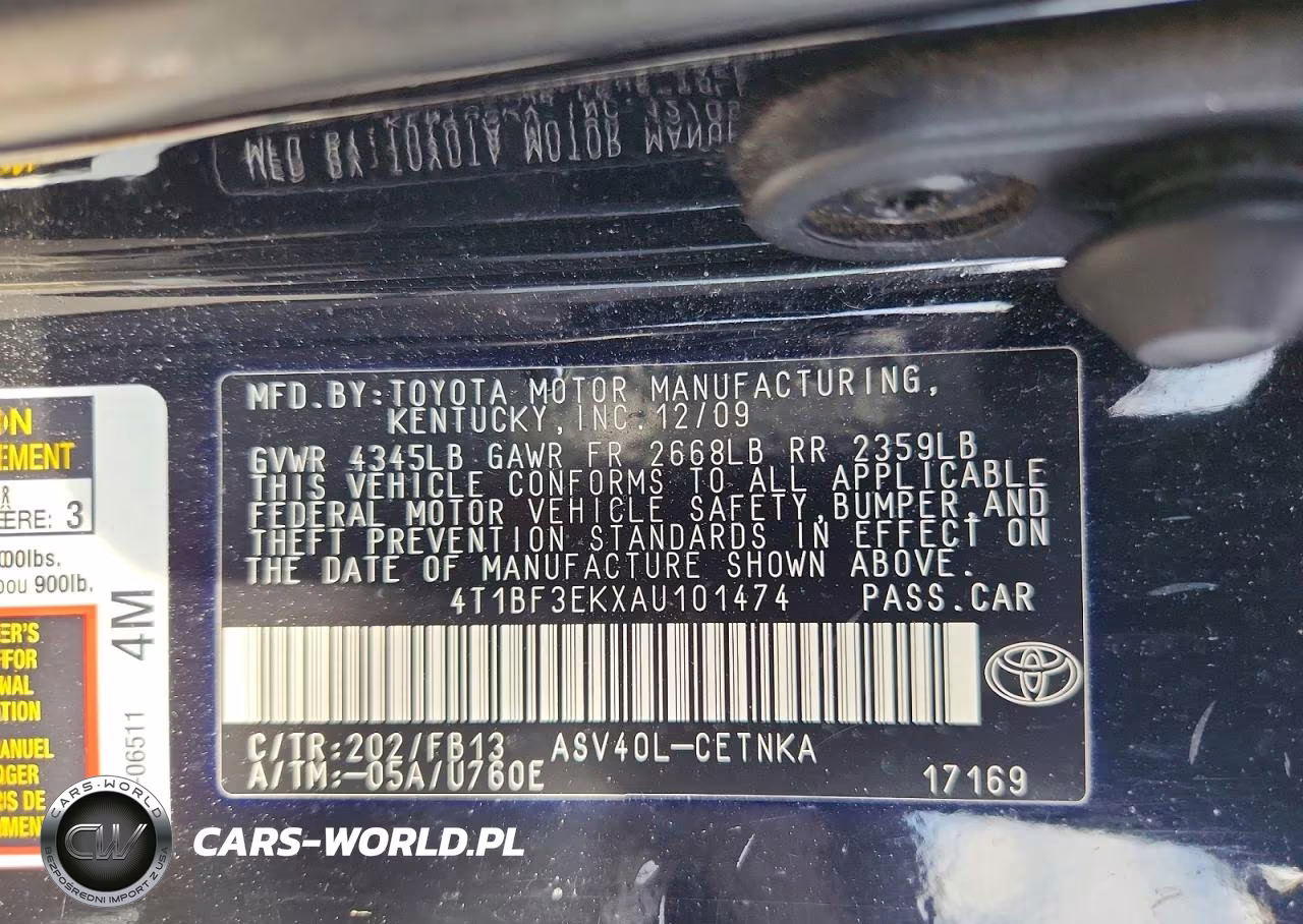 2010 Toyota Camry Le VIN:4T1BF3EKXAU101474 - 13