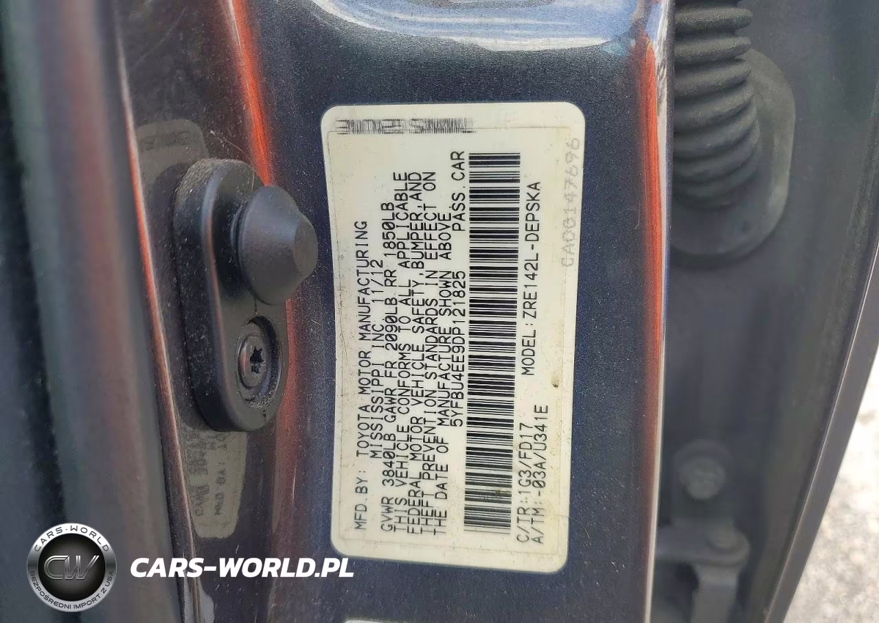 2013 Toyota Corolla S VIN:5YFBU4EE9DP121825 - 12