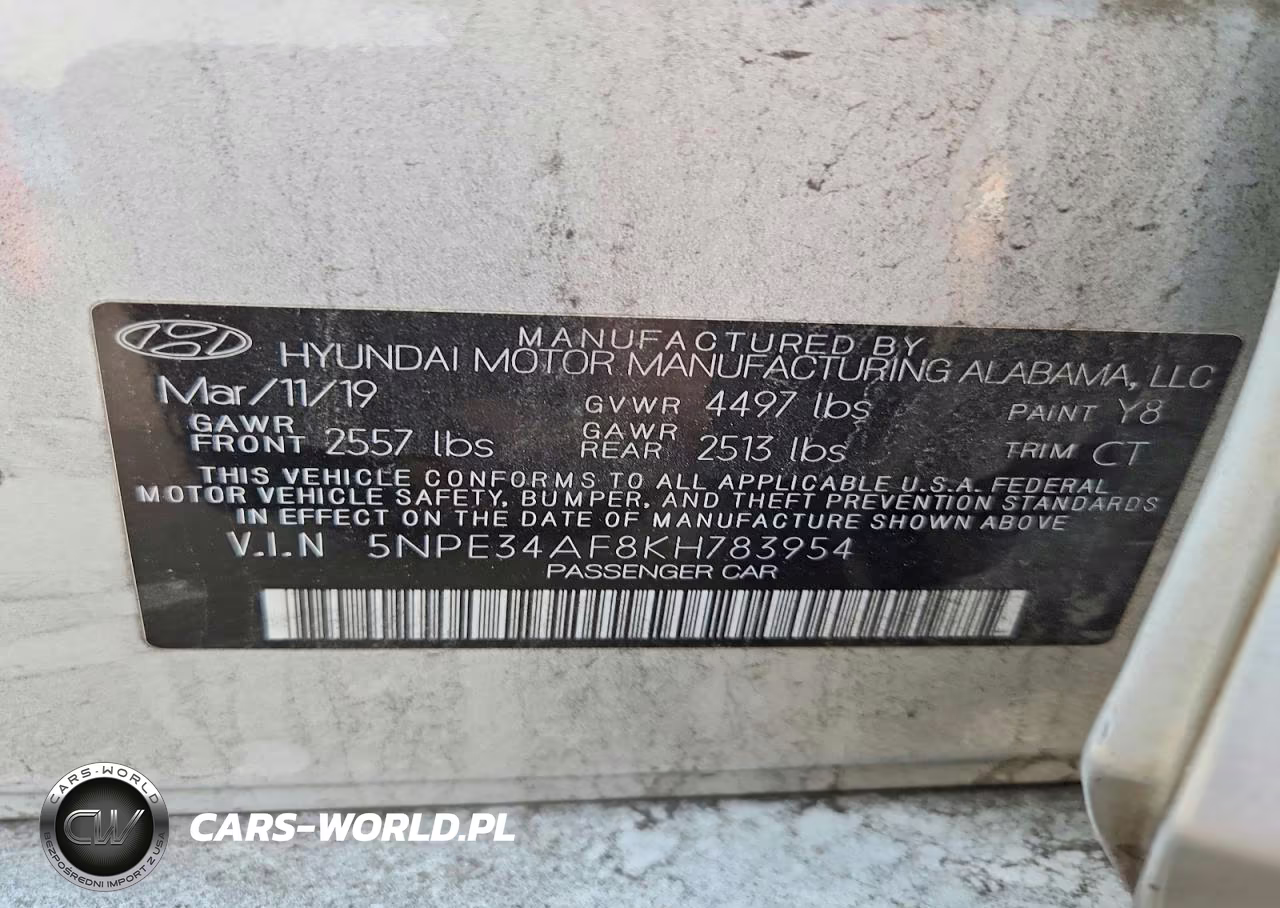2019 Hyundai Sonata Sport VIN:5NPE34AF8KH783954 - 12