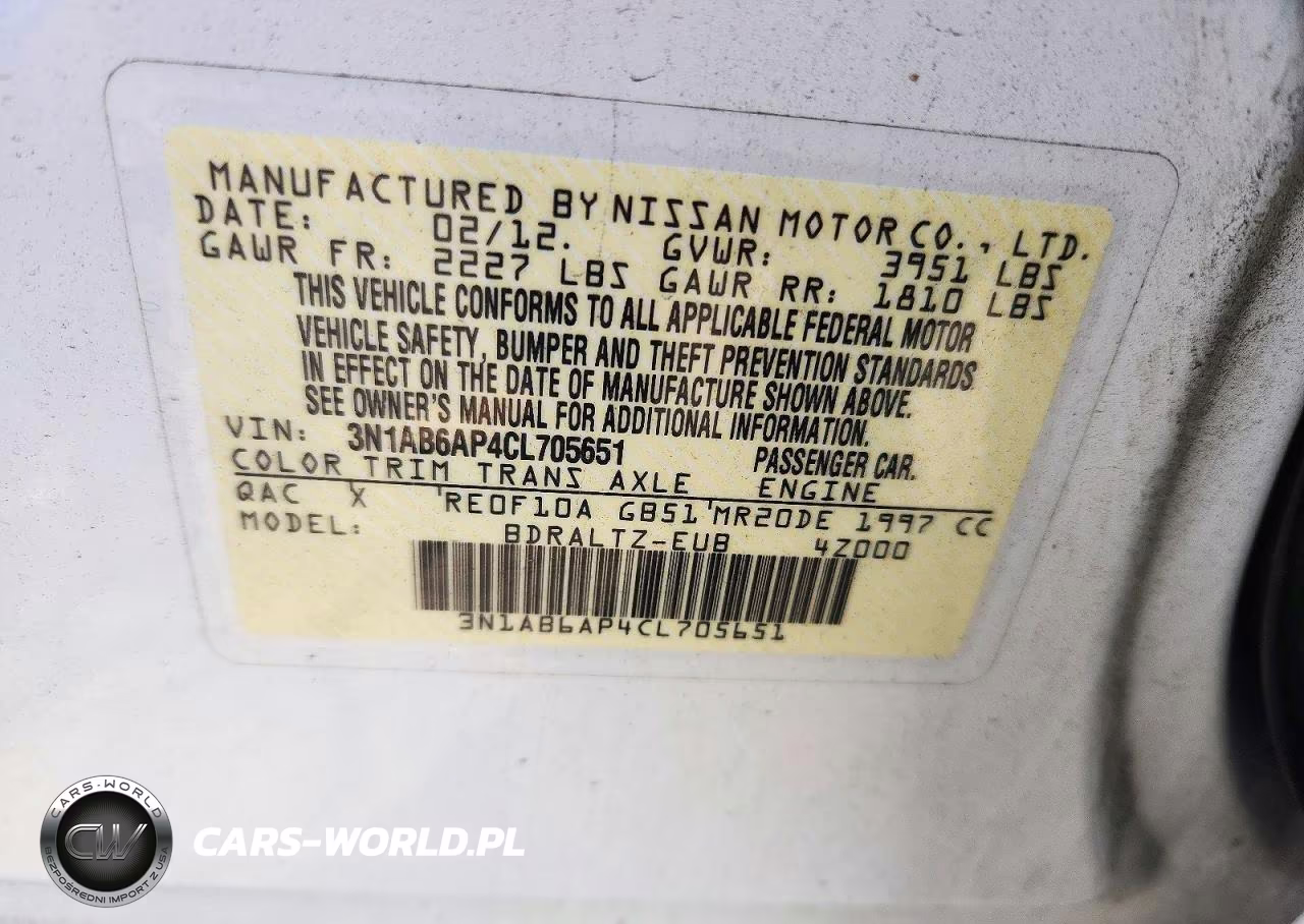 2012 Nissan Sentra 2.0 VIN:3N1AB6AP4CL705651 - 13
