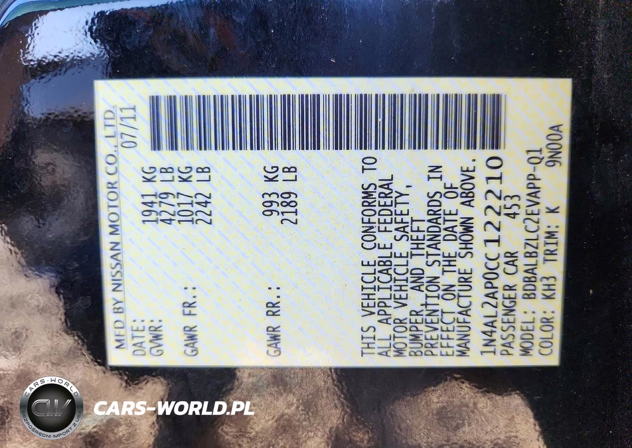 2012 Nissan Altima 2.5 VIN:1N4AL2AP0CC122210 - 12