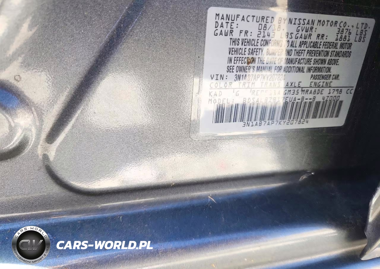 2019 Nissan Sentra S VIN:3N1AB7AP7KY207824 - 12
