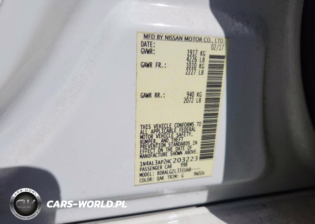 2017 Nissan Altima 2.5 S VIN:1N4AL3AP2HC203223 - 12