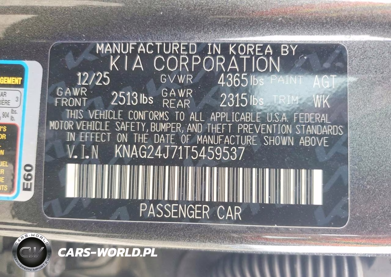2026 Kia K5 Lxs VIN:KNAG24J71T5459537 - 12