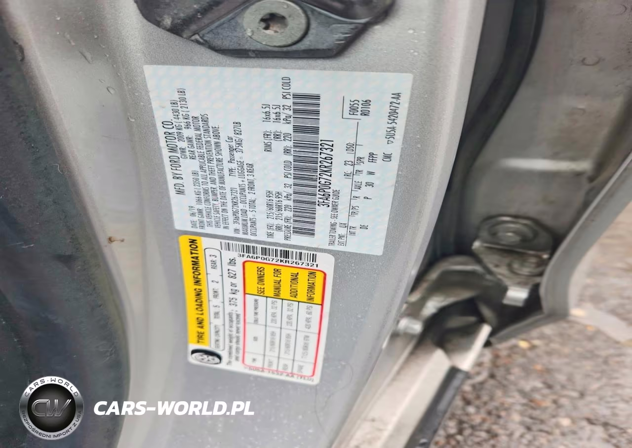 2019 Ford Fusion S VIN:3FA6P0G72KR267321 - 13