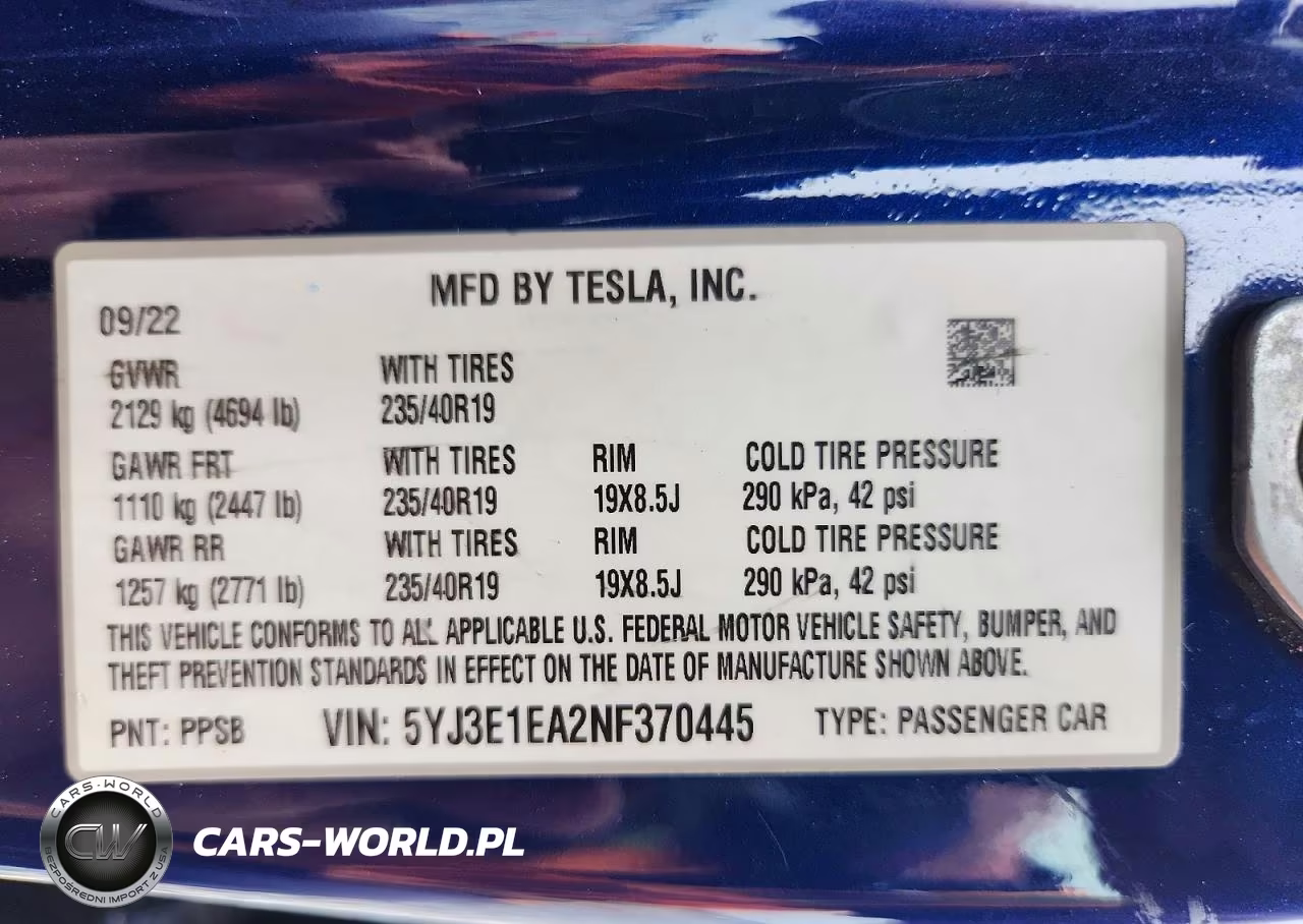 2022 Tesla Model 3 VIN:5YJ3E1EA2NF370445 - 12