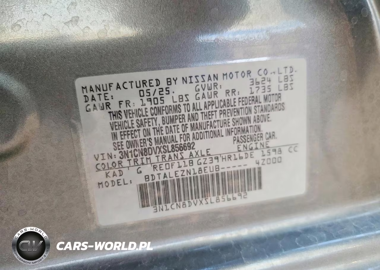 2025 Nissan Versa S VIN:3N1CN8DVXSL856692 - 13