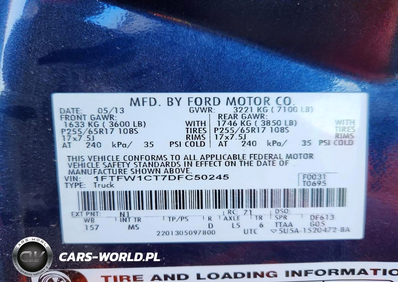 2013 Ford F150 Supercrew VIN:1FTFW1CT7DFC50245 - 12
