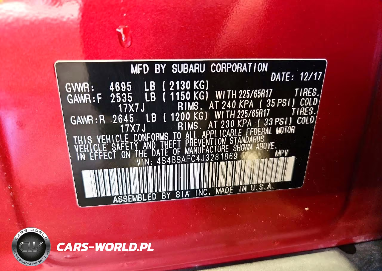 2018 Subaru Outback 2.5I Premium VIN:4S4BSAFC4J3281869 - 13