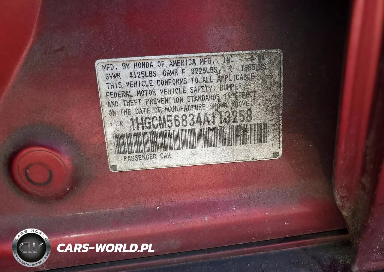 2004 Honda Accord Ex VIN:1HGCM56834A113258 - 12